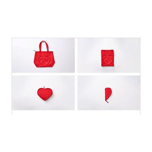 Victoria’s Secret Red Heart Love Valentine’s V-Day Packable Tote Bag Zipper NWT - Picture 7 of 7